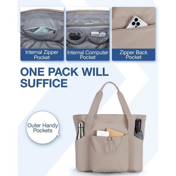 Tote Bag Large, Travel Tote Shoulder Bag With Compartment, Top Handle c: - Picture 4 of 7